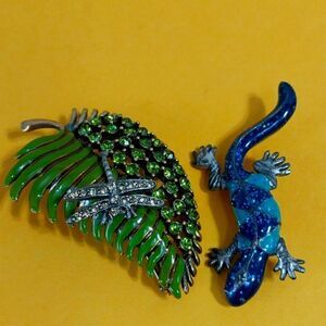 Salamander and Dragonfly Pins...EUC